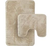 Ensemble de tapis de salle de bain de luxe en 2 pièces - Tapis de salle de bain en peluche doux et absorbant avec tapis de toilettes antidérapant - Idéal pour la salle de bain et les toilettes
