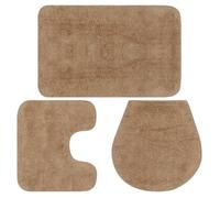 Ensemble de tapis de salle de bain - vidaXL - Beige - Coton 100% - Antidérapant - 3 pièces