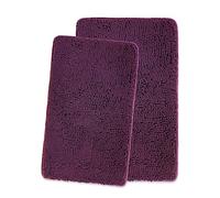 Ensemble de tapis de salle de bain Yeaban Plum 2 pièces - Tapis de bain épais en chenille | Tapis de bain absorbant et lavable antidérapant, tapis moelleux et doux pour sol de salle de bain, douche