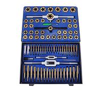 Ensemble de tarauds et matrices 86 pièces 110 en acier tungstène titane outil filetage à la main avec clé tournevis for réparer coupe(86PCS)