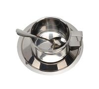 Ensemble de Tasses à café en Acier Inoxydable à Double Paroi, Tasses à Latte Modernes pour la Maison, le Bureau et L'extérieur, 1 X Tasse à café, 1 X Soucoupe, Cuillère (200ML)