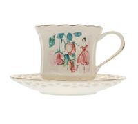 Ensemble de Tasses à Café en Céramique Vintage Soucoupes Élégantes | Porcelaine au Bord Lisse, Motif Décoratif, Placement Stable, pour Cappuccino, Thé Parfumé, Bureau ou Table du Petit Déjeuner