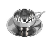 Ensemble de Tasses à thé Durables en Acier Inoxydable, Aspect élégant, Idéal pour le Bureau du café, 3 Pièces (Costume double couche Milan-180ML)