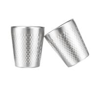 Ensemble de Tasses en Acier Inoxydable 10oz/300ml Empilables à Double Paroi en Métal Isolé Incassable, Surface Texturée en Diamant Plaqué Titane,Tasse à café/Thé/Verres à Bière (Argent)