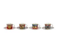Ensemble de tasses et assiettes en porcelaine - Home ESPRIT - Lot de 4 - Multicolore - 12,5 x 12,5 x 1,5 cm - Jaune