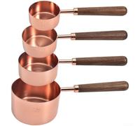 Ensemble de tasses et cuillères à mesurer de qualité supérieure - Acier inoxydable antirouille avec poignées en chêne - Accurate Baking Essentials UK
