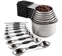 Ensemble de tasses et cuillères à mesurer magnétiques comprenant 7 tasses à mesurer empilables en acier inoxydable, 8 cuillères à mesurer magnétiques double face avec 1 niveau pour ingrédients secs et