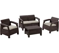 Ensemble de terrasse Allibert CORFU, marron/avoine, table, canapé, 2x chaises
