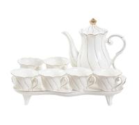 Ensemble de Thé 14 Pièces de 6, avec Plateau à Thé et Cuillères, Ensemble de Tasses à Thé/Café de Style de Luxe avec Garniture Dorée
