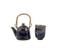 Ensemble de thé BLACK BRIGHT BLUE, set de 3 pc, noir, céramique, MIJ