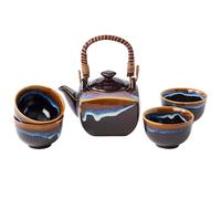 Ensemble de thé TENMOKKU, set de 5 pc, noir, céramique, MIJ
