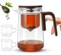 Ensemble de thé Unyqoos® en verre borosilicaté : théière résistante à la chaleur de 800 ml avec filtre et tasses assorties, bec verseur anti-goutte, amovible, design intemporel