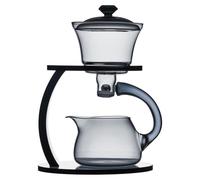 Ensemble de théière en verre - Semi-automatique avec infuseur, couleur gris