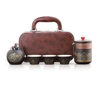 Ensemble de théière japonaise, service à thé de voyage, service à thé japonais, portable en porcelaine, 1 théière (250 ml) + 3 tasses à thé (46 ml) + 1 boîte à thé (180 ml), ensemble de théière