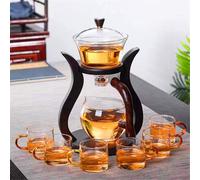 Ensemble de théières en verre avec 6 tasses, semi-automatique, couvercle rotatif
