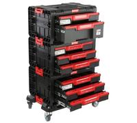 Ensemble de Tiroir à Outils Double 2 x Triple Tiroir à Outils sur Plateforme avec Roulettes H 87,5 cm Kit Modulaire Garage Atelier PRO
