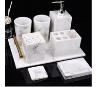 Ensemble de toilettes, ensemble de salle de bain en marbre cinq pièces, ensemble de salle de bain en résine d'hôtel, ensemble