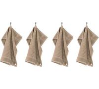 Ensemble de torchons de cuisine Unyqoos® PHARAO HANDY, 4 pièces | 50x50 cm, 100% coton éponge, ultra-absorbant, à séchage rapide, avec boucle de suspension, couleur sable
