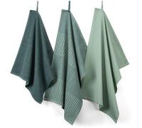 Ensemble de torchons Unyqoos® Brabantia – 2 torchons de 50x70 cm + 1 torchon de 50x50 cm, 100% coton (BCI), vert sapin, 1 torchon rayé