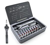 Ensemble de tournevis à cliquet 40 en 1 : kit de tournevis magnétique avec 28 embouts en acier S2 et 9 clés à douille CRV, kit d'outils pour électronique, meubles, bricolage, réparation de précision
