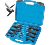 Ensemble de tournevis magnétique composé de 8 pièces, avec embout en nichrome, 4 embouts cruciformes et 4 embouts plats, en acier chrome-vanadium, présenté dans un coffret