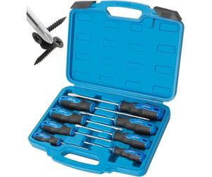Ensemble de tournevis magnétique composé de 8 pièces, avec embout en nichrome, 4 embouts cruciformes et 4 embouts plats, en acier chrome-vanadium, présenté dans un coffret