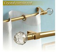 Ensemble de tringle à rideau décorative dorée de luxe avec embouts facettés en cristal clair, 32-155 po, tringle à rideau simple standard pour 1 paquet, diamètre 5/8 po, réglable pour petites et grand