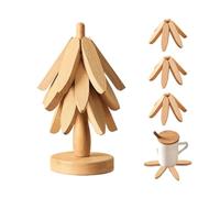 Ensemble De Trivets Arbre Naturel Pads Résistants À La Chaleur Et Pliables | Set De Sous-Verres Arbre Et Dessous-De-Plat Bois Pour Bol Théière Assiette Cuisine Table À Manger Ferme Maison Bureau