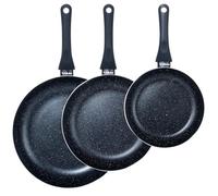 Ensemble de trois poêles antiadhésives "Granite Black Line" - Aluminium, tailles 20/24/28 cm - Noir
