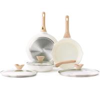 Ensemble de trois poêles en céramique avec couvercles, de 20, 24 et 28 cm, compatibles avec les plaques à induction, revêtement antiadhésif et non toxique