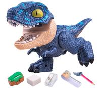 Ensemble de trousse à crayons dinosaure, ensembles de papeterie 5 en 1 comprenant une règle, un taille-crayon, une machine à relier, gomme, des jouets dinosaure pour garçons, filles, Veloci