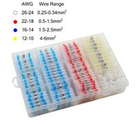 Ensemble de tubes thermorétractables étanches, connecteurs de fil électrique isolés, épissure bout à bout, boîte à bornes électrique à souder avec soudure 500pcs with Box