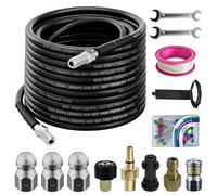 Ensemble de tuyau de nettoyage, 400 bar - Ø 10 mm Tuyau haute pression avec adaptateurs et buses, Compatible avec nettoyeurs haute pression (par exemple, Kärcher K2-K7, Bosch) pour les obstructions