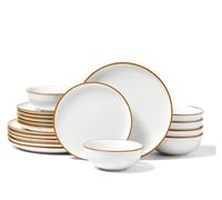 Ensemble de vaisselle 18 pièces Assiettes et bols en céramique Service pour 6 personnes Blanc