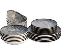 Ensemble de vaisselle Famanu Bordenset, 24 pièces - Assiettes grises