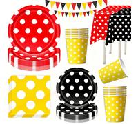 Ensemble de vaisselle jetable à pois colorés, gobelets en papier, assiettes, serviettes, nappe, fournitures pour fête d'anniversaire d'enfants, décoration de fête 10pcs 7inch plates