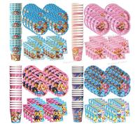 Ensemble de vaisselle jetable Paw Patrol, 60 pièces, pour fêtes d'anniversaire d'enfants, assiettes en papier, gobelets, serviettes, décorations pour baby shower C-60PCS