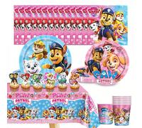 Ensemble de vaisselle jetable Paw Patrol, assiette, tasse, serviette, nappe, décoration de gâteau pour enfants, fournitures de décoration de fête d'anniversaire 10pcs 9inch plates