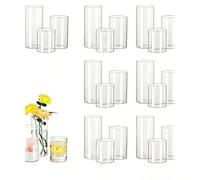 Ensemble de vases cylindriques transparents, 1/3/4/6/24 pièces de vases en verre en vrac pour centre de table, décoration de porte-bougie flottant moderne, décoration de table de mariage, porte-bougie