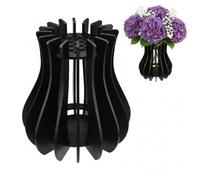 Ensemble de vases en bois - 11,9 x 11,9 cm - Pour bouquets LEGO et fleurs artificielles - Décoration de table - Décoration de maison pour femmes et adultes - Noir