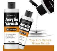 Ensemble de vernis acrylique - Scellant à base d'eau, super brillant, résistant aux UV, anti-fissuration, convient pour le bois, l'argile, la peinture, le métal, le plastique, et les arts et artisanat