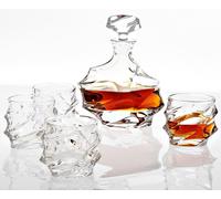 Ensemble de verres à whisky en cristal Casa Padrino - 5 pièces, comprenant une carafe et 4 verres - Transparent - 18 x 10,5 x H. 26 cm / 9 x 9 x H. 9,5 cm