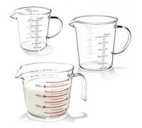 Ensemble de verres mesureurs en verre, 3 pièces, contenances : 250/500/700 ml, en verre borosilicaté