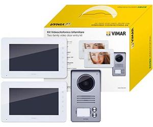 Ensemble de visiophone mural Vimar K40931 : 2 postes d'appel vidéo avec écran LCD couleur de 7 pouces, sonnette à 2 boutons, alimentations et kits de montage