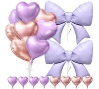 Ensemble Déco Fête Ballons Cœur Violet Rose Gold : Ballons Cœur Violet Rose Gold 18 Pouces & Ballon Papillon Violet 38 Pouces, Adapté Anniversaire, Saint-Valentin, Fiançailles, Baptême, Baby Shower