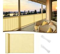 Ensemble d'écran de confidentialité pour balcon, avec cordes et attaches, toile d'ombrage et d'isolation thermique pour clôture de jardin, tissu d'écran de clôture épais et haute densité, sans perçage