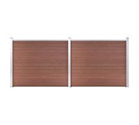 Ensemble d'éléments de clôture WPC - 353 x 146 cm - Marron - Pour l'intimité et la sécurité dans le jardin - Clôture composite en bois et plastique durable avec grain de bois et impression régulière