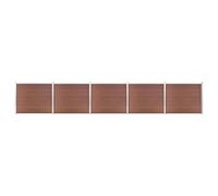 Ensemble d'éléments de clôture WPC 872 x 146 cm marron comme délimitation de jardin pour l'intimité et la sécurité, matériau composite bois-plastique durable avec veinure de bois d'un côté