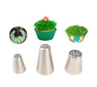 Ensemble d'embouts de décoration de gâteaux, 3 pièces, en acier inoxydable | Ensemble d'outils de cuisson en forme d'herbe for la décoration de gâteaux, cupcakes et biscuits poche à douille