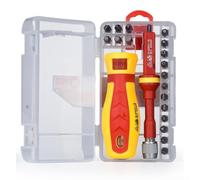 Ensemble d'embouts de tournevis isolés 18 en 1 avec croix fendue et pour têtes Torx pour électricien 1000 V Haute tension Sécurité en acier au chrome vanadium Boîte à outils Rouge Jaune
